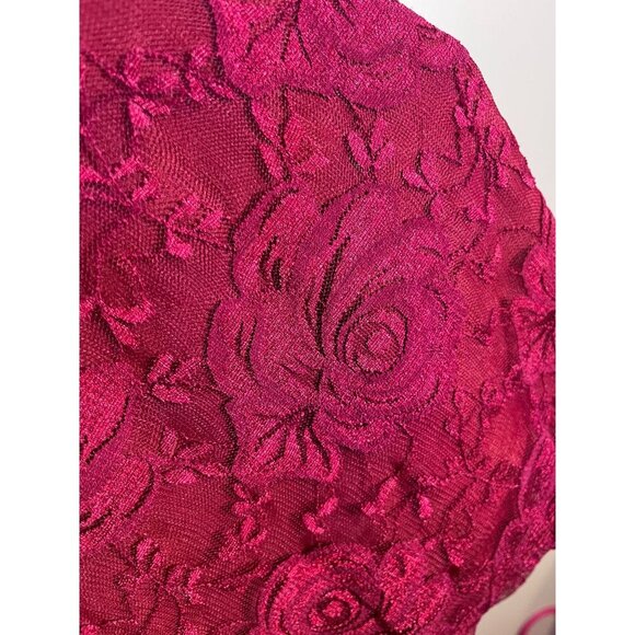 Wet Seal Floral Lace Mini Dress L Red Boho Dark Romance Y2K Grunge Mesh Classic - Picture 3 of 11